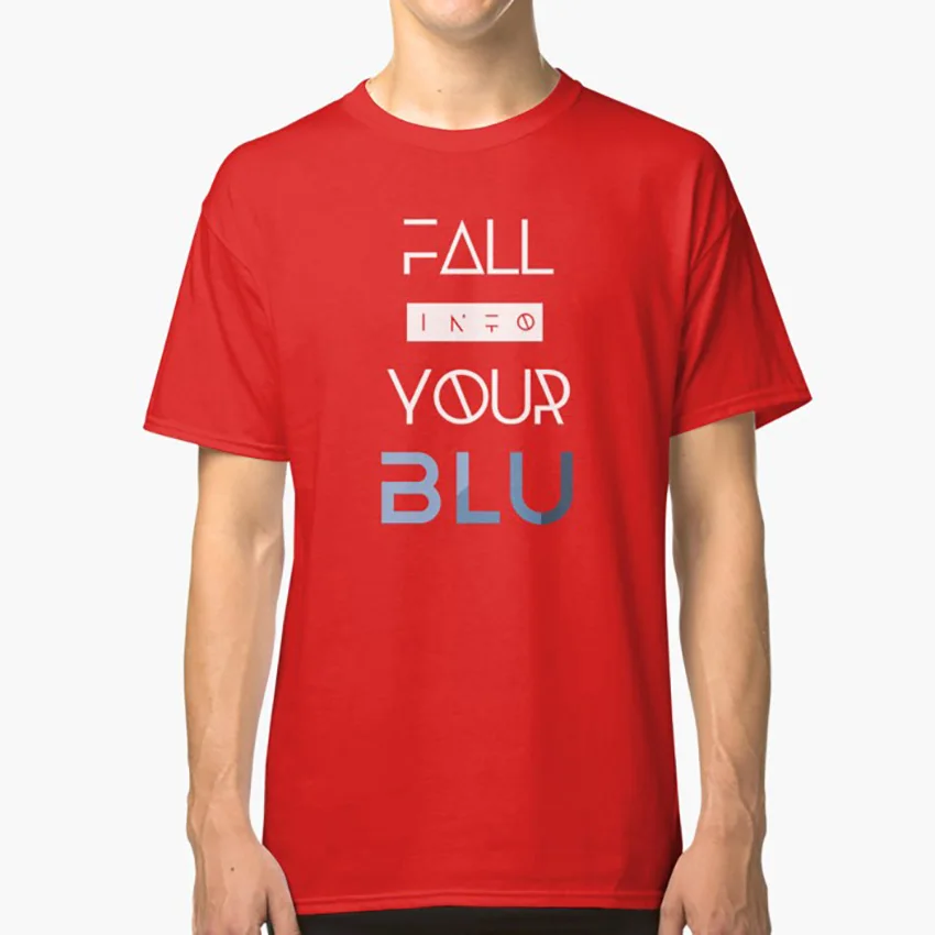Белая футболка с надписью BLU синяя fall into your blue jon bellion j состояние человека merch |
