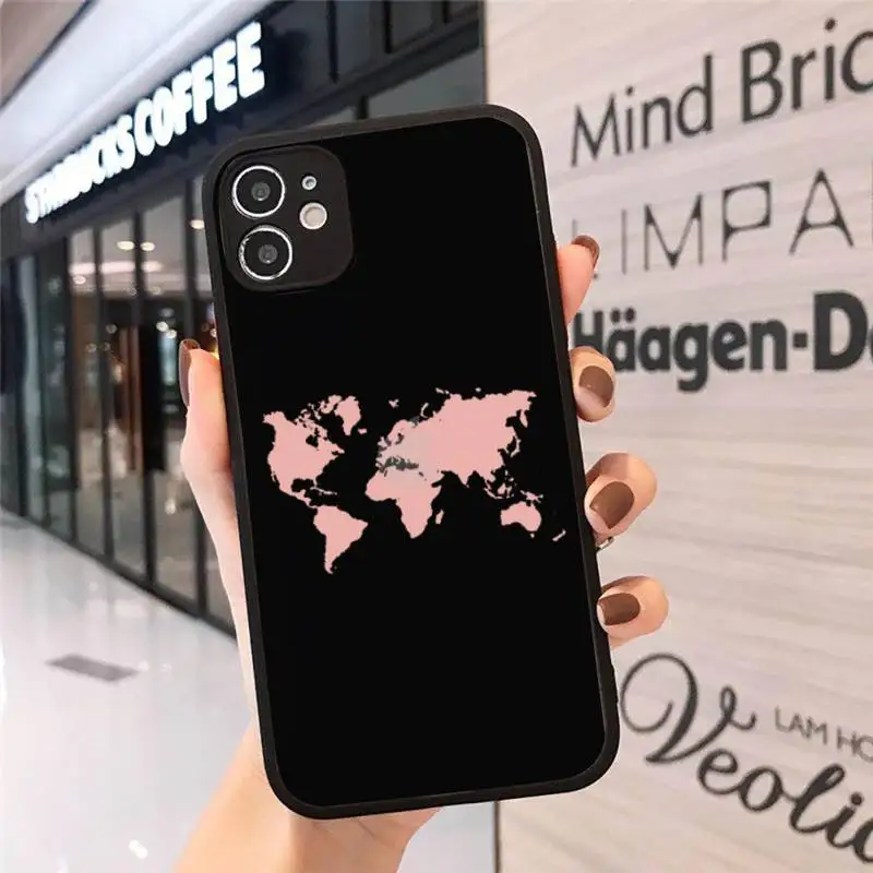 

World map airplane pattern Phone Case matte transparent For iphone 7 8 11 12 plus mini x xs xr pro max cover