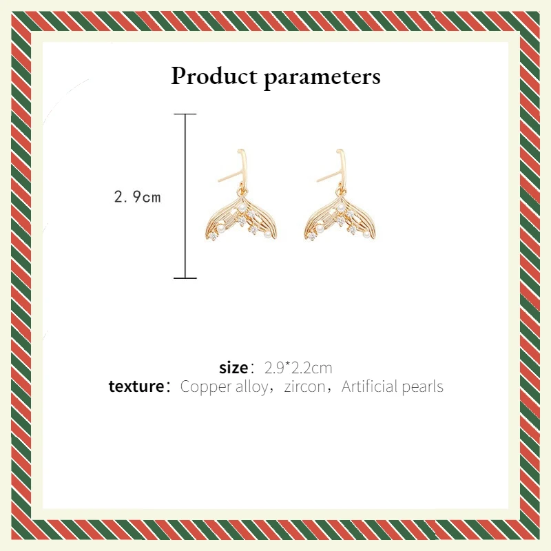 

Popular Fishtail Zircon And Pearls Delicate Earrings Female Personality Simple Youtuber Stud Earring