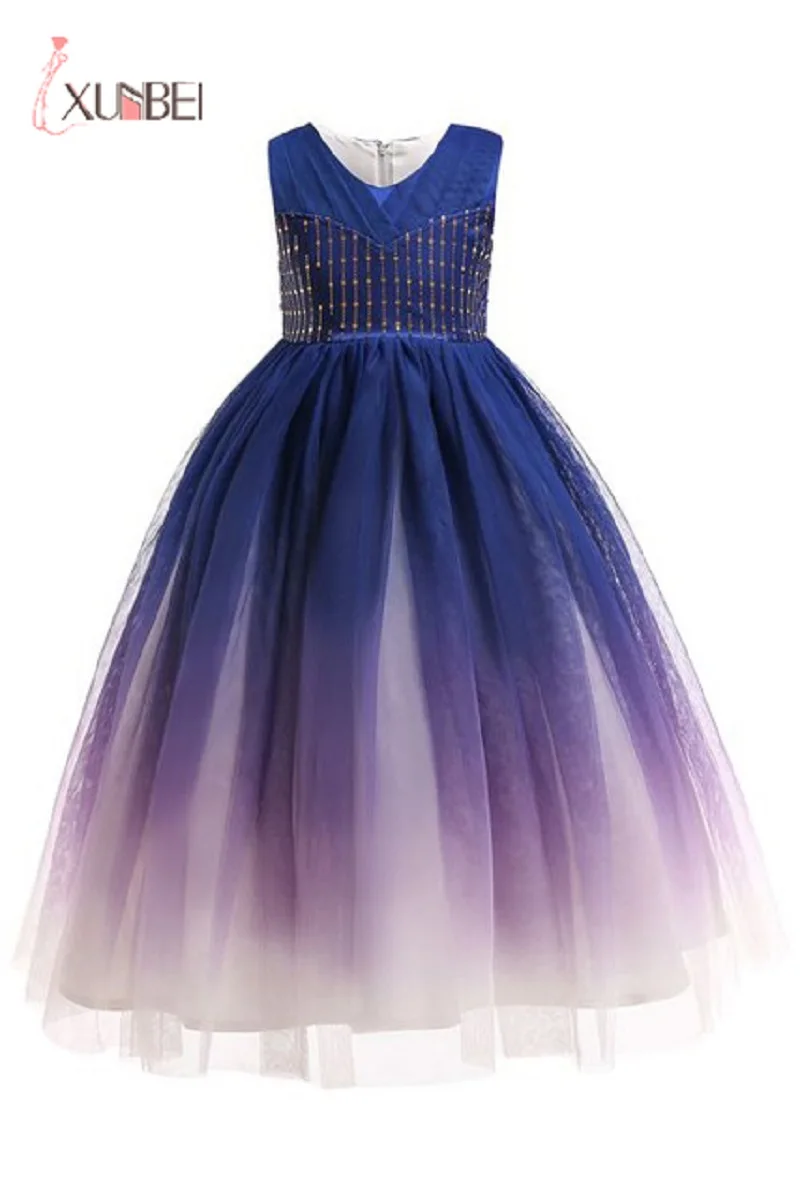Тюлевые платья с блестками и цветочным принтом для девочек 2020 длинные