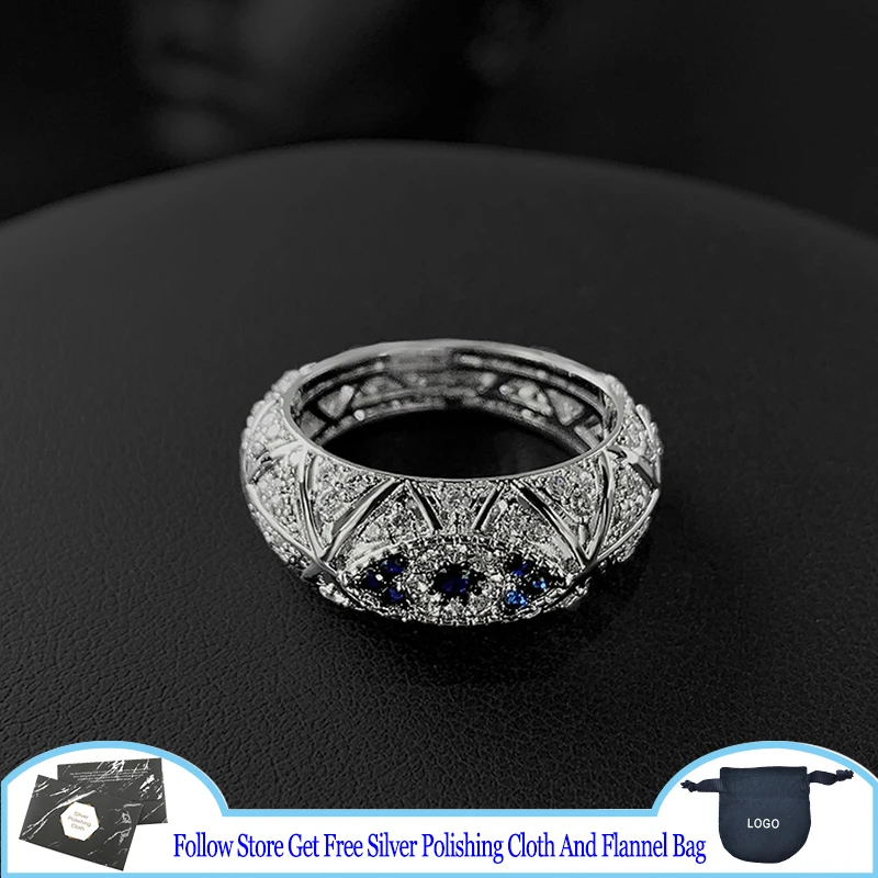 

S925 Sterling Silver Ring SYMBOLE Lucky Eye Ring Devil's Eye Design Couple Gift New Women Luxury Jewelry Punk Party Exaggeration