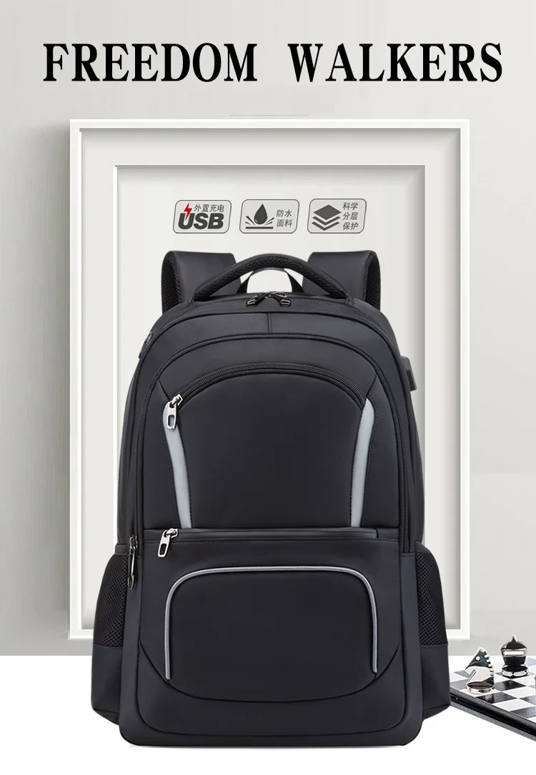 Waterproof Large Backpack 17.3 17 inch Laptop Backpack men Business Travel Multi-function Backpack male Traveling bag Black grey