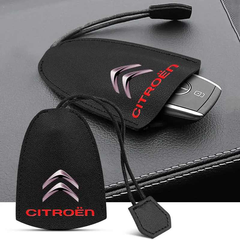 

1pcs Car Accessory Leather Keychain With Rope Key Storage Case for Citroen C1 C3 C4 C5 C6 C-ELYSEE VTS Picasso Cross C4L DS3 DS5