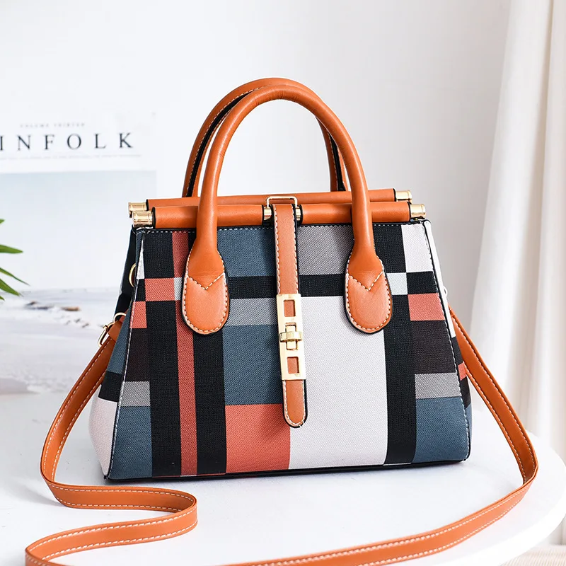 

Women Patchwork Tote Handbags Female Luxury Shoulder Bag Pu Leather Wristlet Messenger Bags For Ladies 2021 New Arrival Fashion