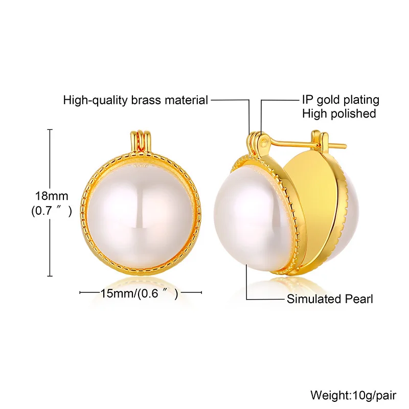 

Vnox Women's Elegant Pearl Stud Earrings, Gold Tone Metal Beads Ear Clip for Party Anniversary Gifts Jewelry