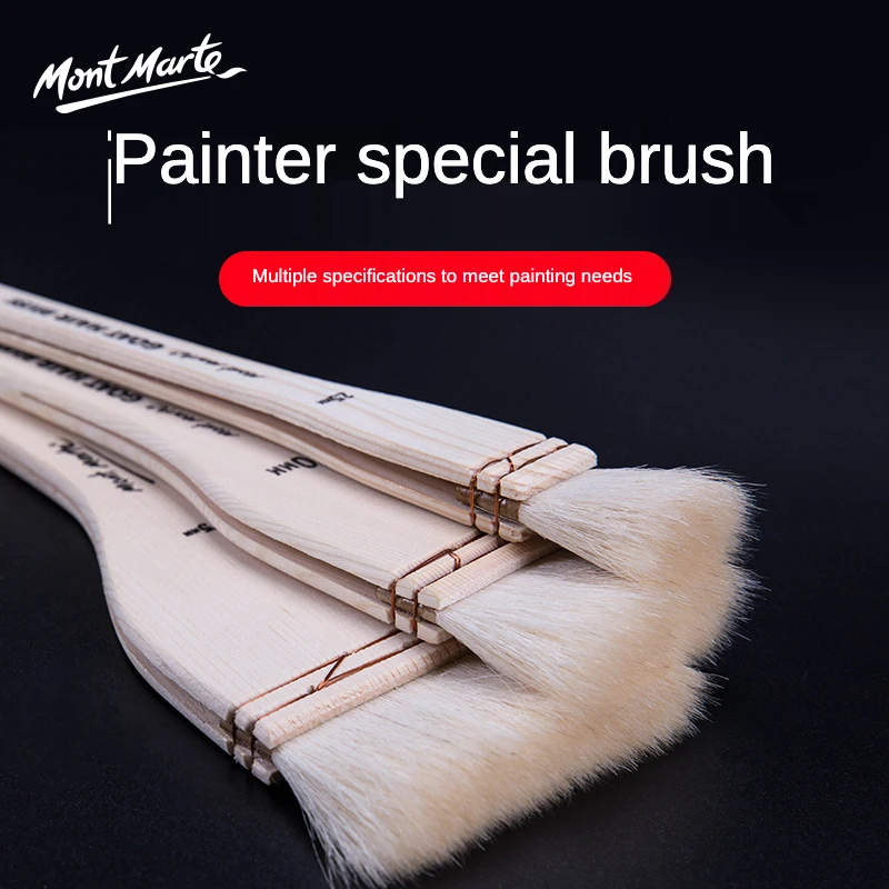 Montmarte 3pcs Drawing Brushes for Painting Goat Hair Scrubbing Brush Flat Tip Watercolor Oil-painting Brush-pen Art Supplies