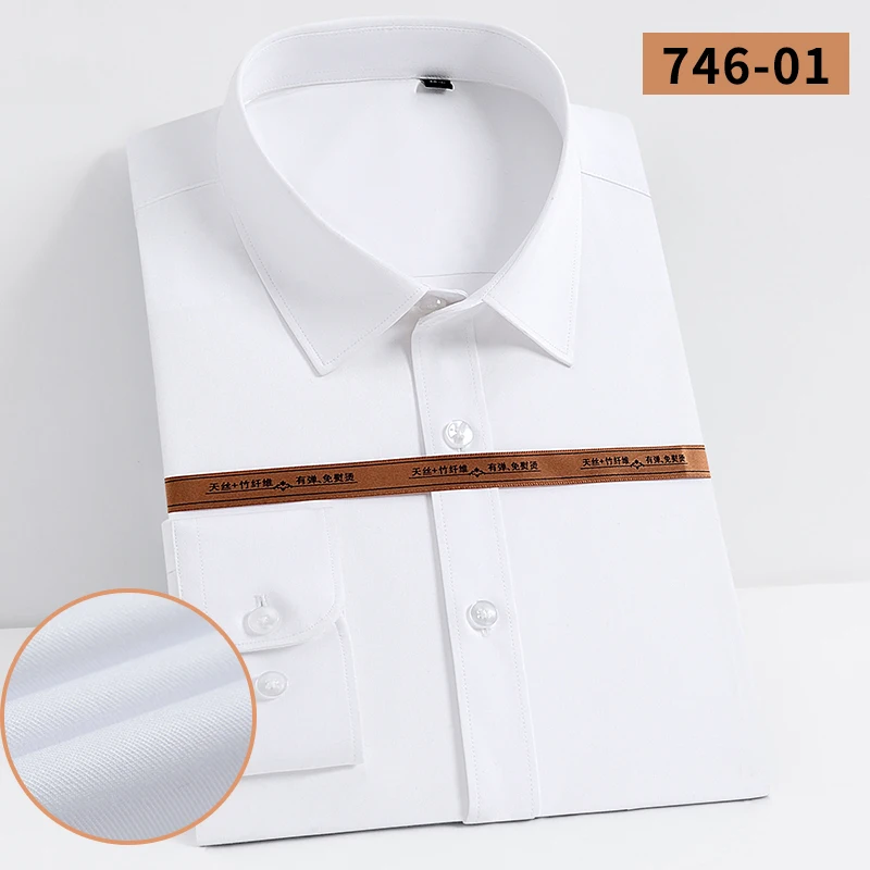 

2020 Bamboo Fiber Shirt High Quality Standard-fit Formal Business Casual Stretch Shirtsolid Dress Shirts Design Long Sleeve