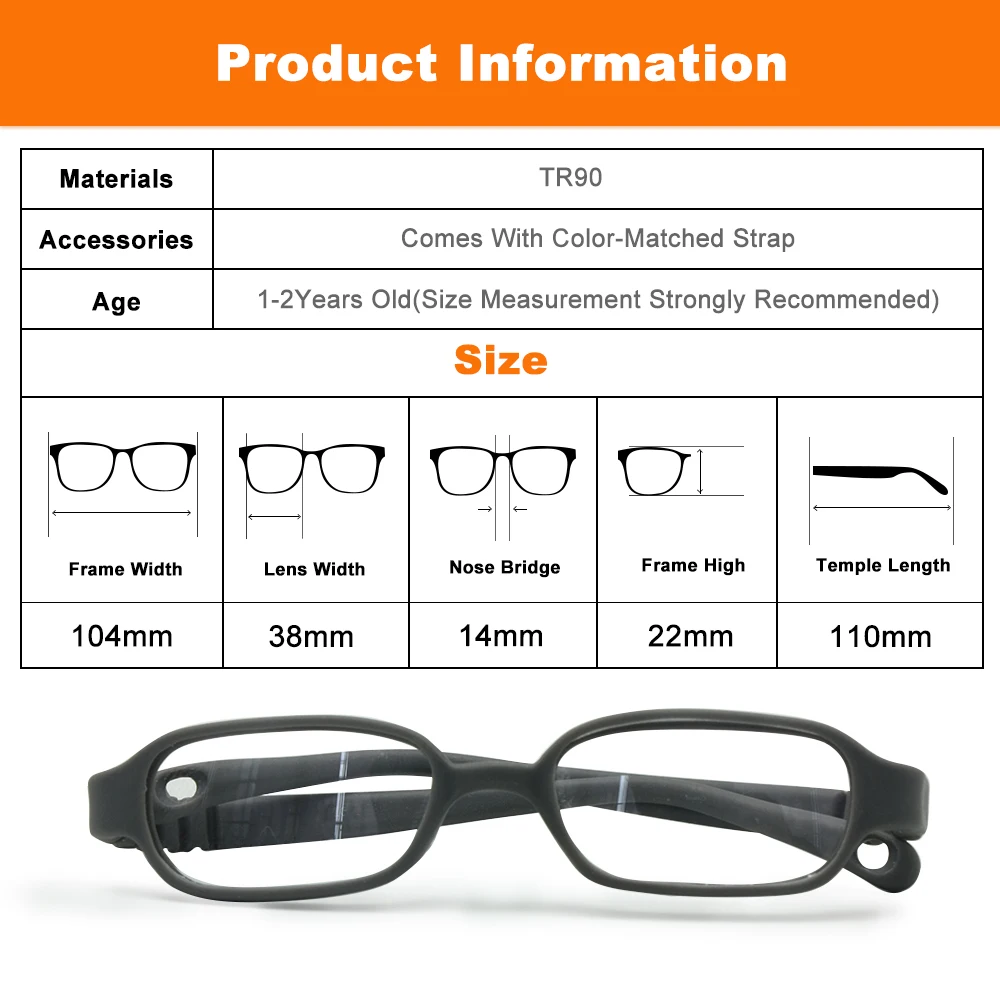 Оптическая оправа для мальчиков и девочек размер 38/14 без винта детские очки