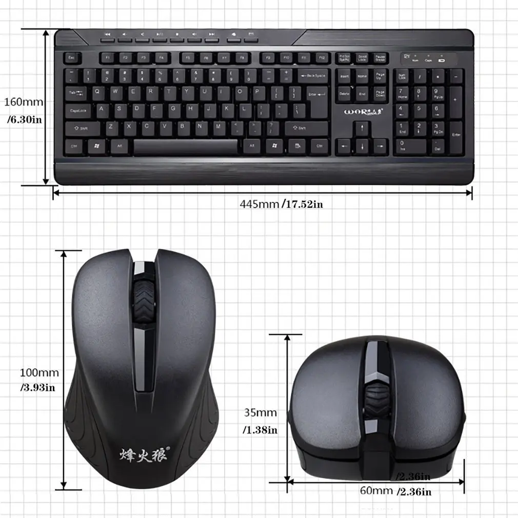

Simple Business 2.4G Mini Wireless Keyboard and Mouse Combo Kit for PC Desktop Loptop Office Set SR8200