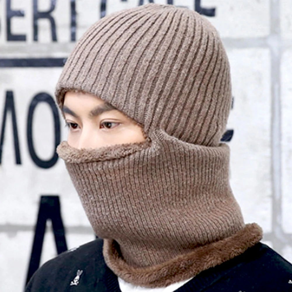 Зимние шапки для мужчин Skullies Beanie шапка зимняя шапка мужской женский шерстяной шарф шапка s Набор Балаклава маска Knitted шапка вязаная шапка