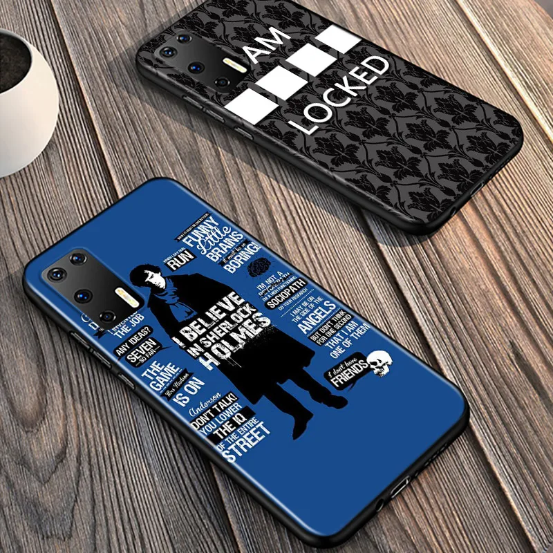 

221B Sherlock Benedict For Huawei P40 P30 P20 Pro P10 P9 P8 Lite E Plus 5G 2019 Phone Case Bright Black Silicone Cover
