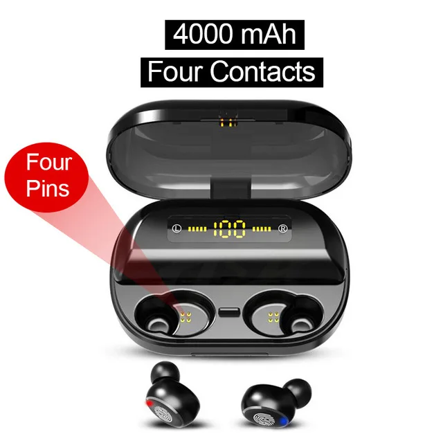 LIGE TWS 5,0 Bluetooth 9D, стерео наушники, беспроводные наушники, IPX7, водонепроницаемые наушники, спортивные, свободные руки, с 4000 мач, внешний аккумулятор - Цвет: 4000mah Black