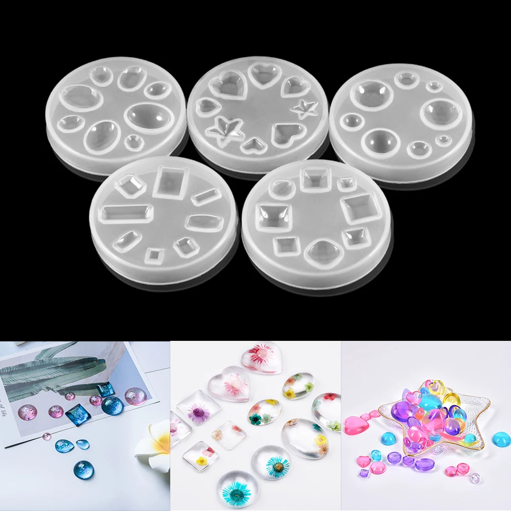 

1Pcs Geometry Pendant Epoxy Resin Mold Heart Round Shape Half Ball Cabochon Silicone Mold for DIY Craft Jewelry Making Tools