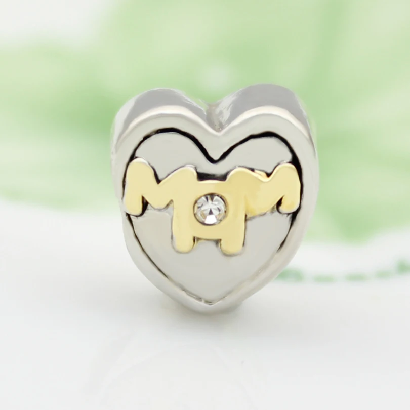 Бесплатная доставка украшения для мам в форме сердца бусины-шармы I Love Mom подходят