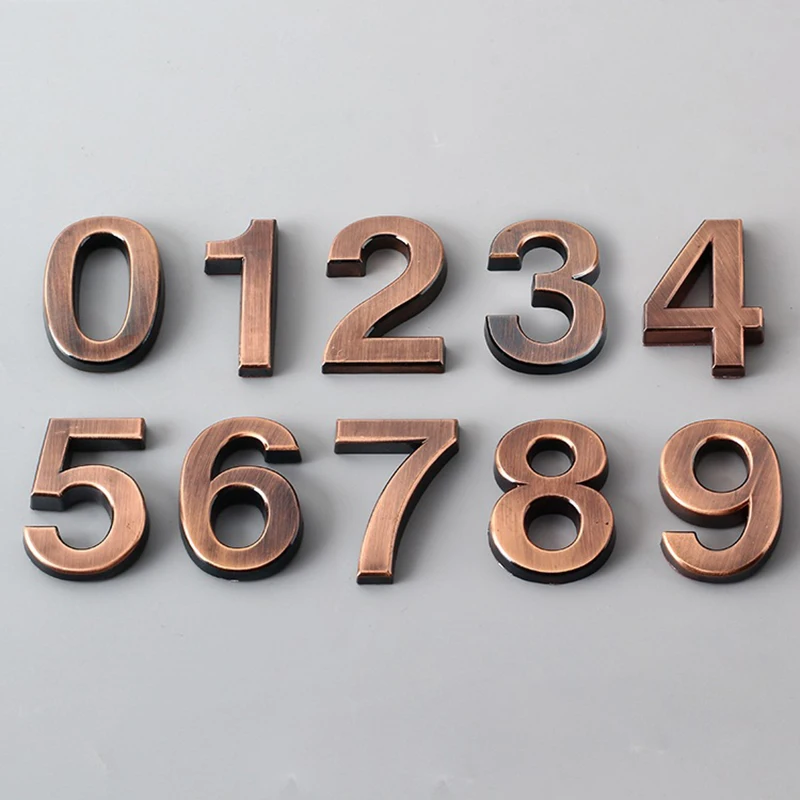 1PC House Address Sign Door Numbers 0-9 Self- Adhesive Bronze ABS Plastic Apartment Hotel Sticker | Обустройство дома