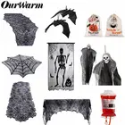 Шарф-паутина OurWarm для камина, украшение для вечерние НКИ на Хэллоуин, кружевная черная паутина-Мантия, подвесной призрак, товары для дома