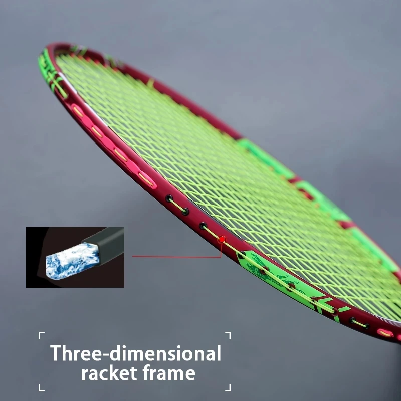 

2021 Full Carbon Fiber Lightest 10U 52g Badminton Racket Strung Max Tension 30LBS Professional Rackets With Box Strings Racquet