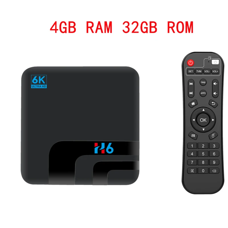4G 32G TV BOX H6 Ultra Smart tv Box Android 9,0 Allwinner H6 четырехъядерный процессор 4 Гб ram 32 Гб USB 3,0 6K Playstore Youtube Wifi телеприставка PK MX10 PRO - Цвет: 4G 32G TV BOX