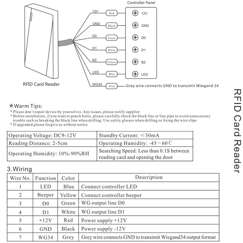 IP68 Водонепроницаемый Wiegand26 выход 125 кГц 13 56 RFID считыватель карт