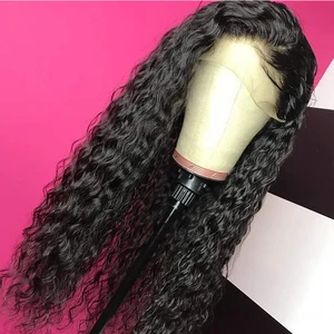 Long Curly Synthetic Wigs for Women Heat Resistant Fiber Hair Water Wave Wig Black Synthetic Lace Front Wigs For Women