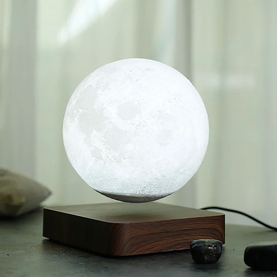 구매 뜨거운 판매 창조적인 3D 자기 부상 달 램프 밤 빛 15cm 회전 Led 달 부동 램프 홈 장식 휴일 선물