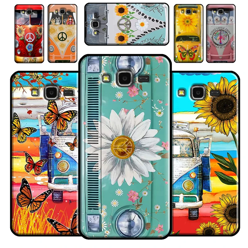 Чехол Hippie Peace с автобусом и подсолнухом для Samsung Galaxy J7 J5 J3 2016 A5 A3 2017 A6 A8 J4 J6 Plus J8 J2 Core