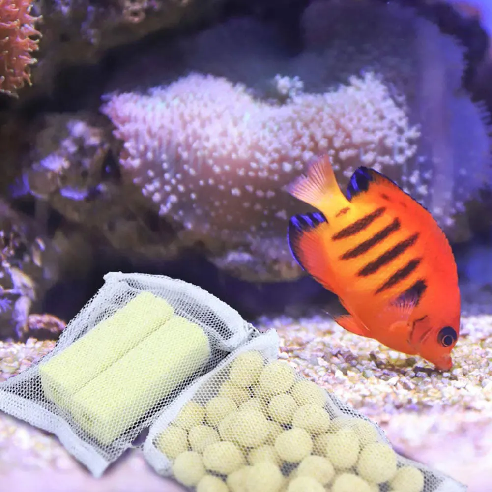 

Aquarium Filter Fine Net Mesh Media Bags with Zipper Fish Tank Pool Activated Carbon Ceramic Rings Fish Tank Isolation Bag 5PCS