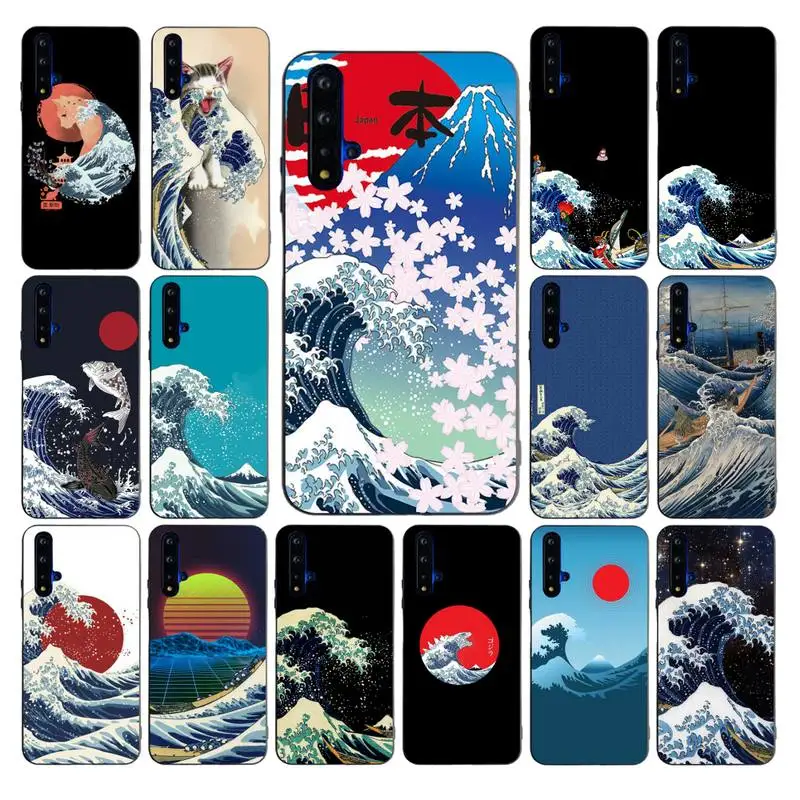 

MaiYaCa Wave Art Japanese Green Illust Phone Case for huawei nova 2 i plus 3 i E 4 E 5 i pro 6 SE 6 5g