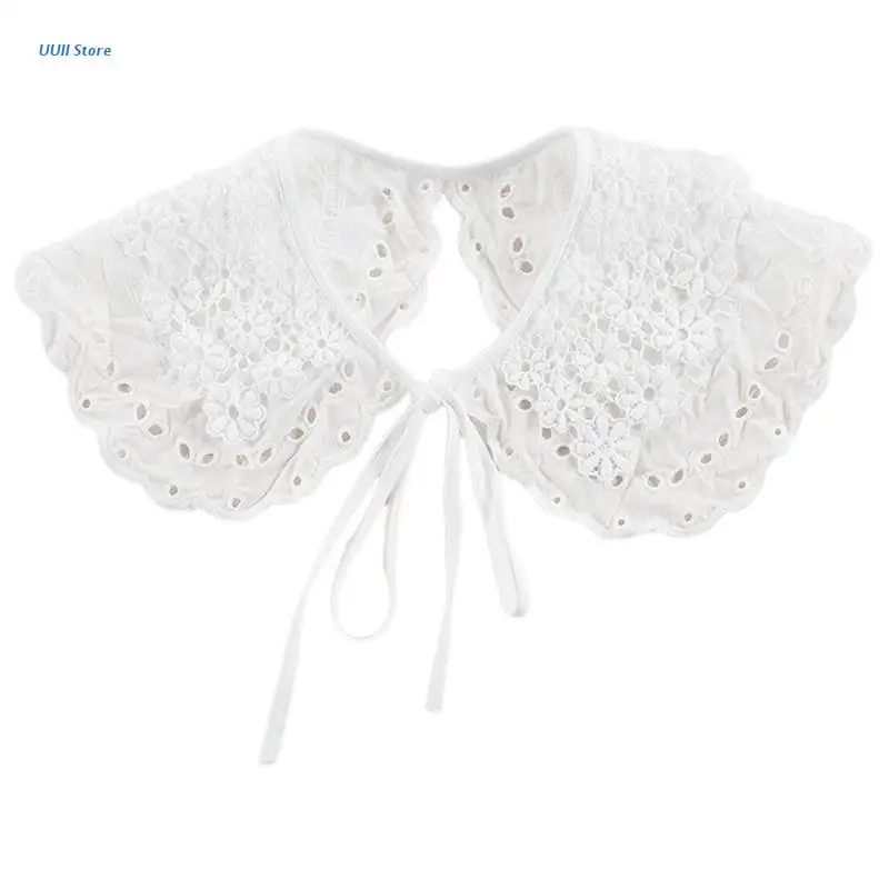 

Lapel Decorative Fake Collar Embroidery Daisy Floral Shawl Short Poncho Capelet