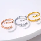 Индивидуальные индивидуальные двойные кольца с именем для женщин, регулируемое модное кольцо из нержавеющей стали с золотыми буквами, именная табличка, ювелирные изделия