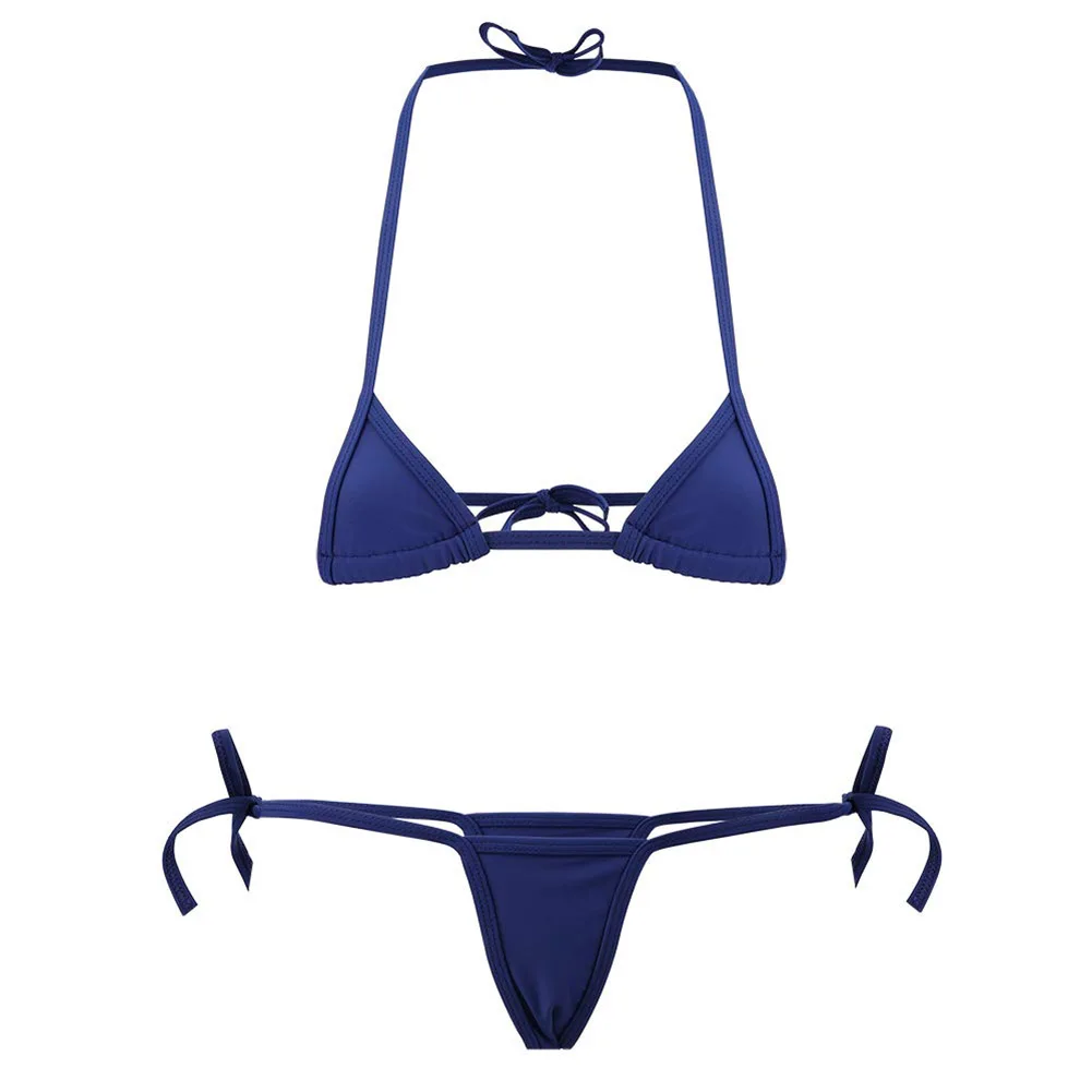2Pcs Summer Sexy Women Solid Color Halter Bandage Bikini Set Erotic Underwear Sex Extreme Swim Swimwear Female Swimsuit Costumes |