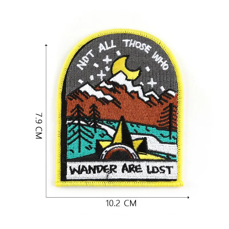 Moon дерево с надписью НЛО значки героями мультфильмов вышитая нашивка аппликация