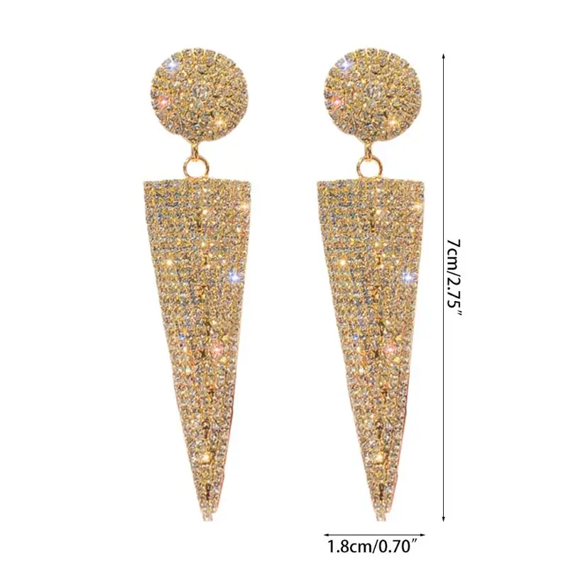 

2021 New Jewelry Big Earrings For Women Geometric Triangle Metal Crystal Drop Dangle Earr 2020 trend