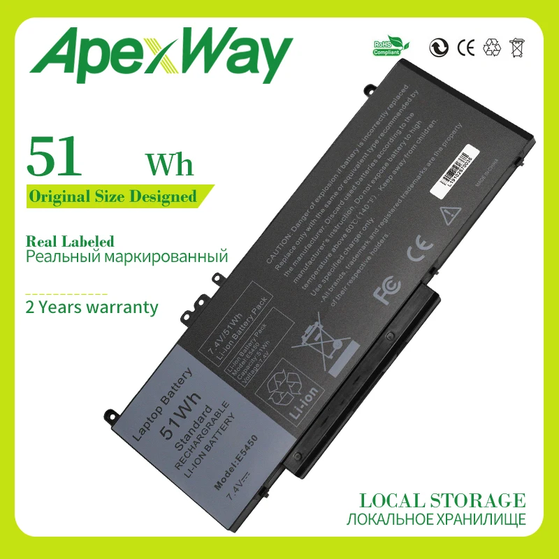 Apexway 51WH G5M10 Новый аккумулятор для ноутбука DELL Latitude E5250 E5450 E5550 3160 8V5GX R9XM9 выход C2 1KY05