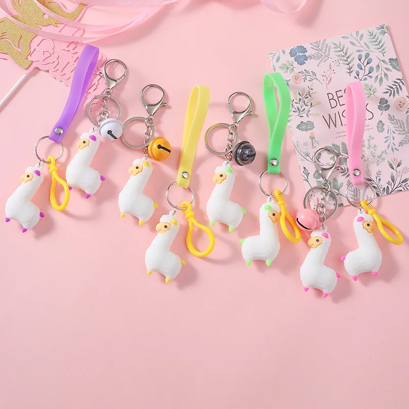 

Pvc Alpaca Keychain Cartoon Cute Sheep Doll Car Key Chain Student School Bag Pendant Girl Children Gift