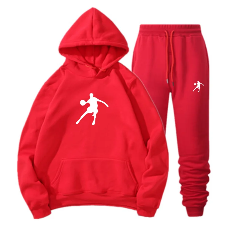 

2021 The New 2 Pieces Sets Tracksuit Men New Brand Autumn Winter Hooded Sweatshirt +Drawstring Pants Male Hoodies
