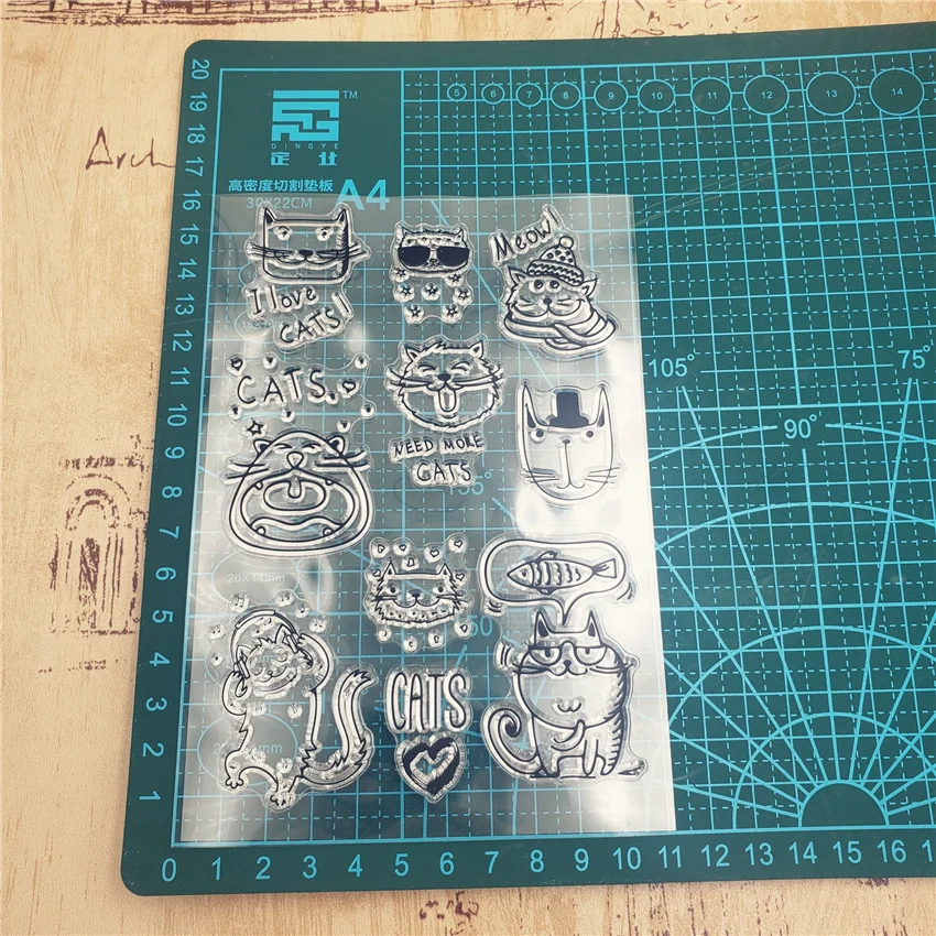 Силиконовые штампы для скрапбукинга прозрачные с мультяшным котом горячая