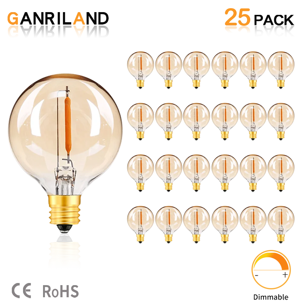 25 шт. G40 1 Ватт светодиодный строка Замена огней лампочки E12 220 V 110 теплый белый 2700 K