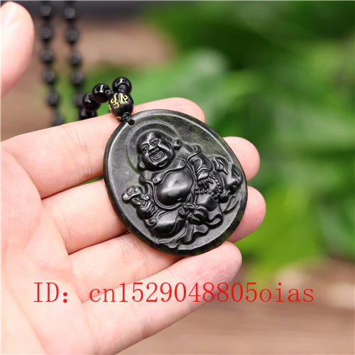 Подвеска из натурального черного и зеленого китайского нефрита Maitreya