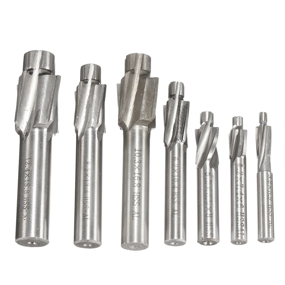 

7pcs HSS Sunk Head Countersink Milling Cutter Drill Bit HSS AL Flat Countersink End Milling Cutter Cutting Drill Bits Set M3-M12