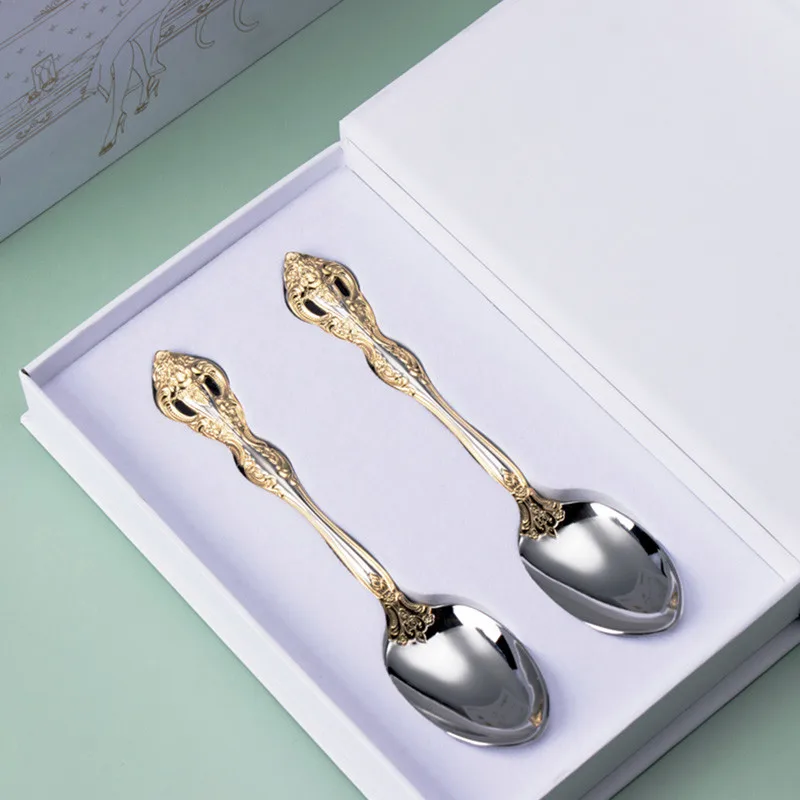 

Golden Handle Cutlery Set Stainless Steel Baroque Knife Fork Spoon Tableware Set Kitchenware Supplies