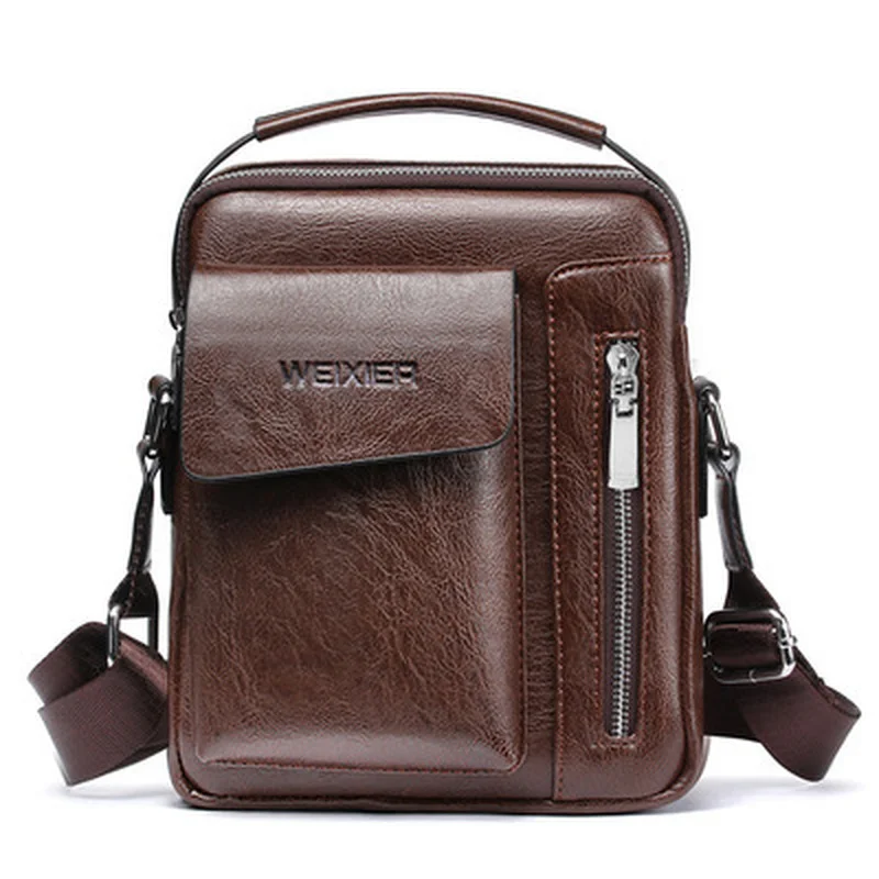 

Fashion Leather Messenger Bags Mens 2021 Single Crossbodys Mens Bags Vintage Casual Shoulder Bags Zipper Male Handbags