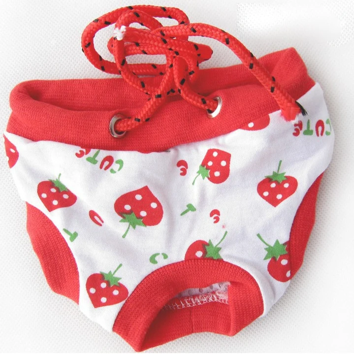 Strawberry on white Fenice маленькие милые собачий санитарный брюки для питомцев нижнее белье гигиенические штаны короткие хлопчатобумажные физиологические трусики для животных полосатые подгузники нижнее белье - Цвет: Strawberry on white