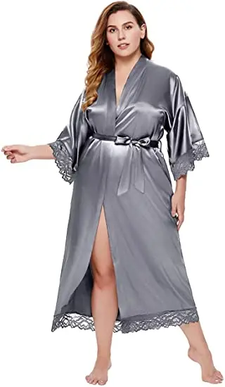Платье-кимоно женское длинное кружевное пикантный банный халат нижнее белье