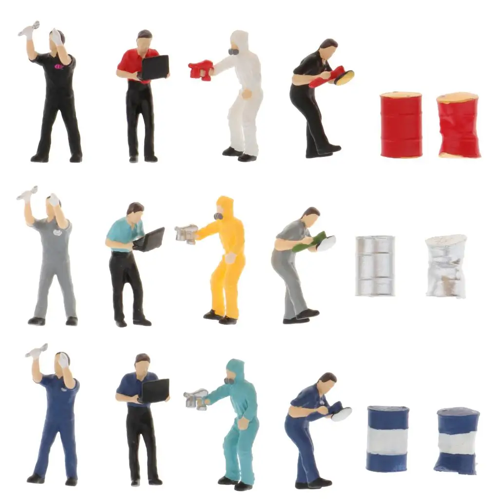 

1Set 1/64 Hand Painted Miniature Doll Model Tiny Figures Plastic Worker Character Building Diorama Scenery Accessory