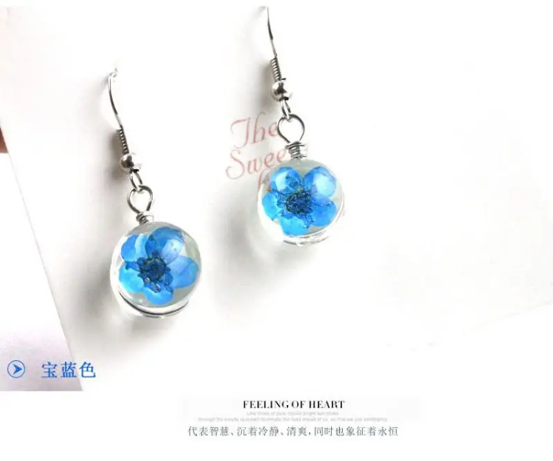 Модные Подвесные серьги из прозрачного стекла Круглые ручной работы сушеные