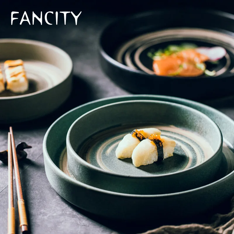

Креативные керамические тарелки FANCITY, наборы столовых приборов, глубокие тарелки, большие плоские тарелки, блюда