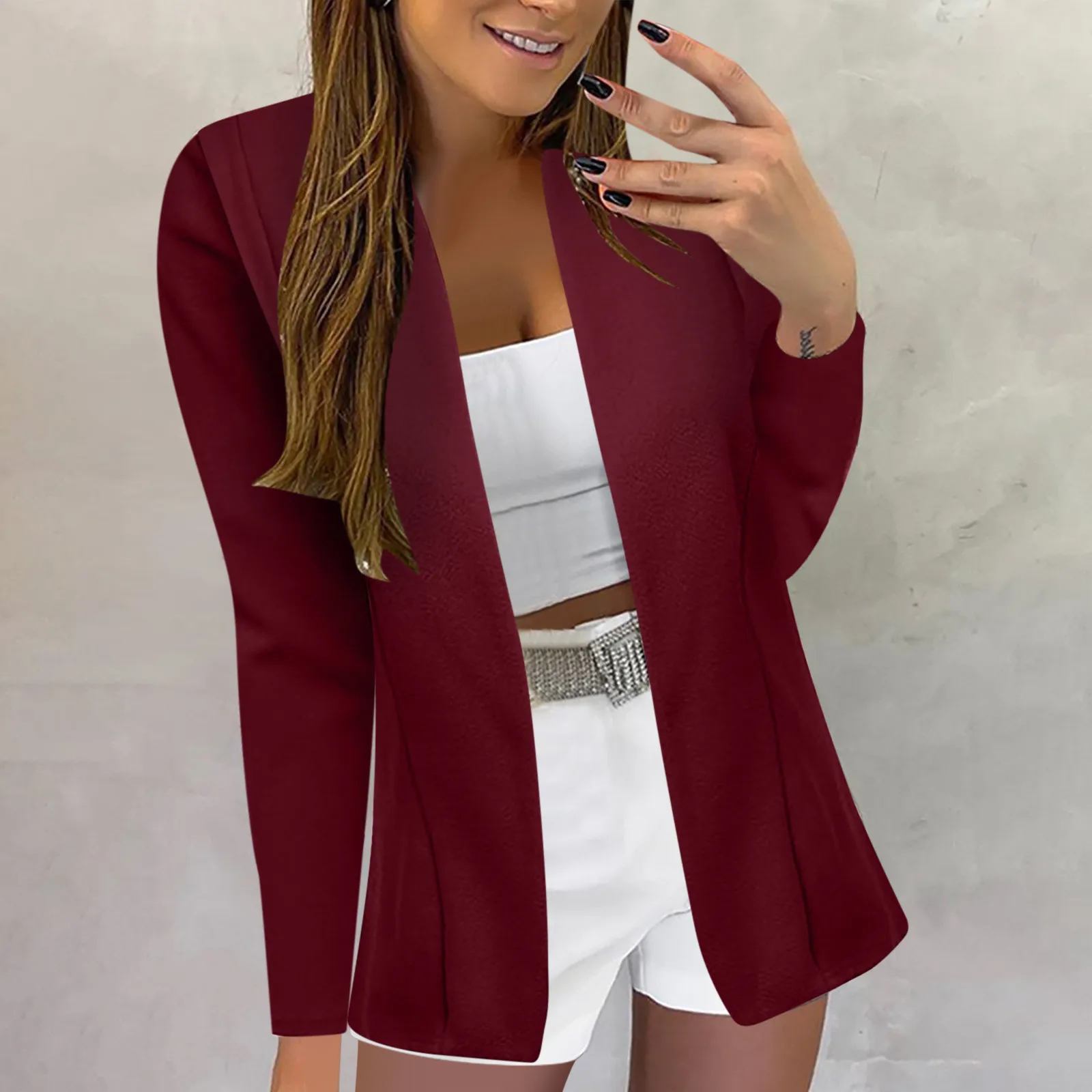 Женский костюм-накидка с разрезом для офиса черно-белая куртка уличная одежда