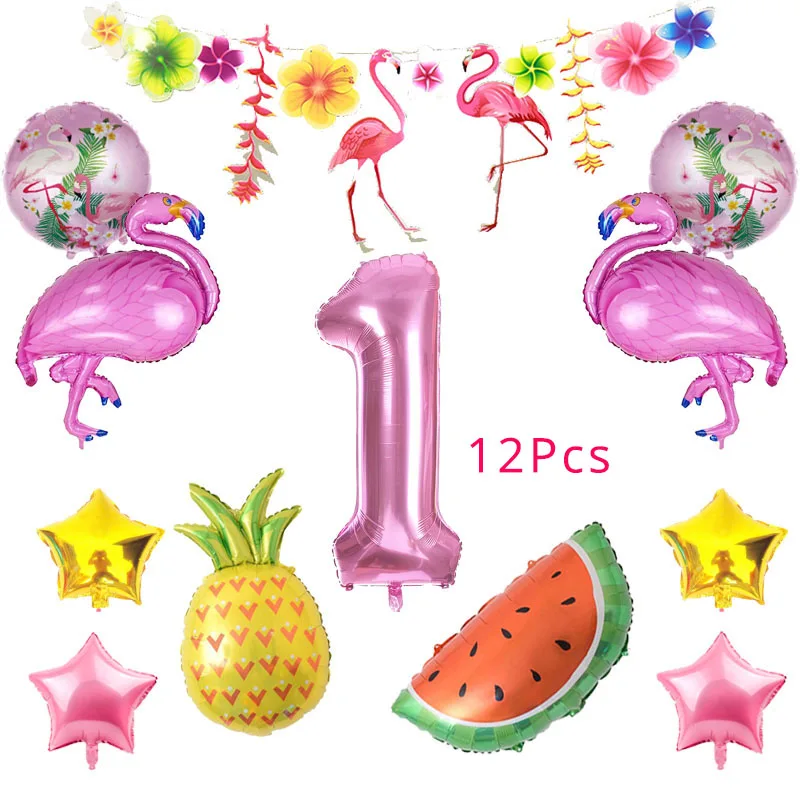 Гавайи вечерние Розовый фламинго посуда воздушный шар в гавайском стиле