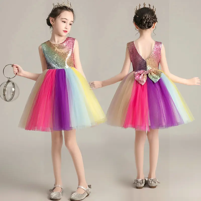 

Детские вечерние платья для девочек на свадьбу и ужин; Детские вечерние платья для рождественской вечеринки с разноцветными блестками; Кос...